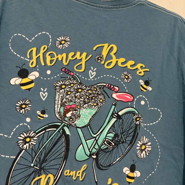 Buc-ee's‎ Honey Bees & Buc-ee's Please blue t shirt Women's SMALL - Image 5