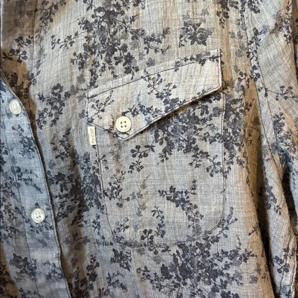 Ladies Levi's Blue Floral Shirt Medium - Image 2