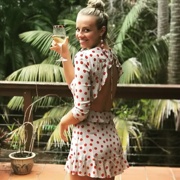 💕REALISATION PAR💕 Goldie Cherry Dress ~ Red Polka Dot Print XS 100% Silk - Image 6