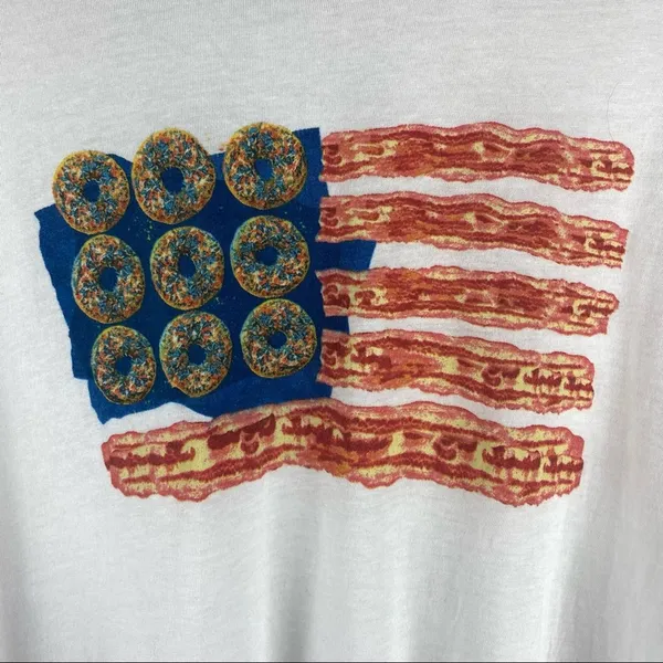 New Kid Dangerous Donut + Bacon American flag Graphic Muscle Tank Size Large - Image 2