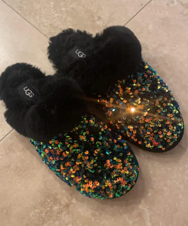 multi-sparkle fur slip ons - Image 2