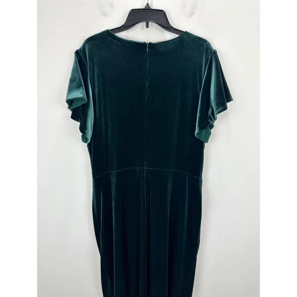 Lauren Ralph Lauren Velvet Flutter Sleeve Cocktail Midi Dress Green US 16 NWT - Image 9