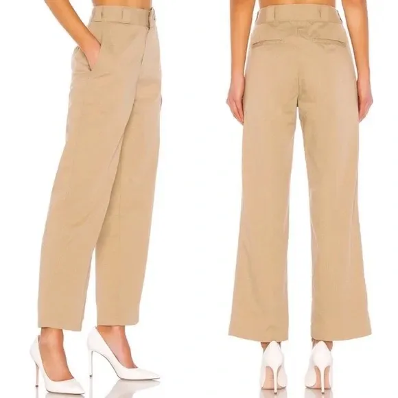 RE/DONE IDGAF High Rise Trouser in Khaki Revolve Made in USA Wide Leg Size 25 - Image 9
