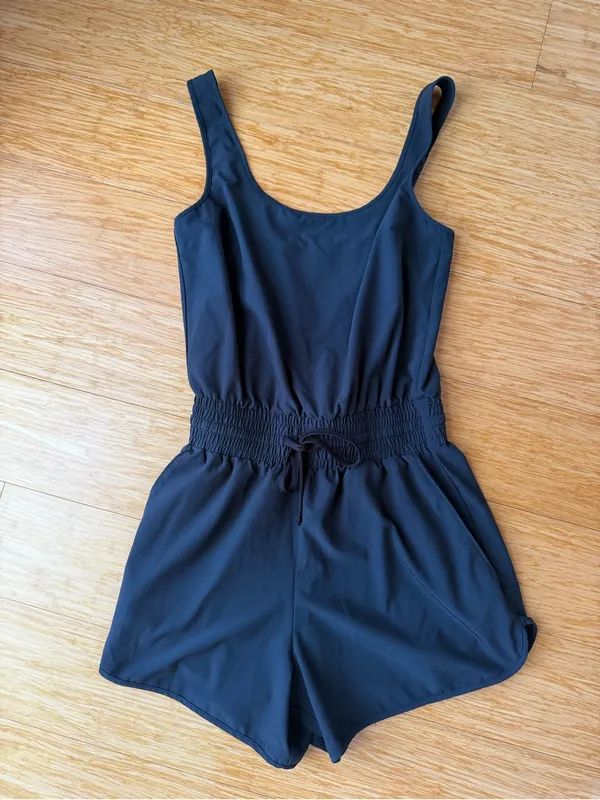 Abercrombie & Fitch Black Active Romper XS Tall Drawstring Athletic Playsuit - Image 2