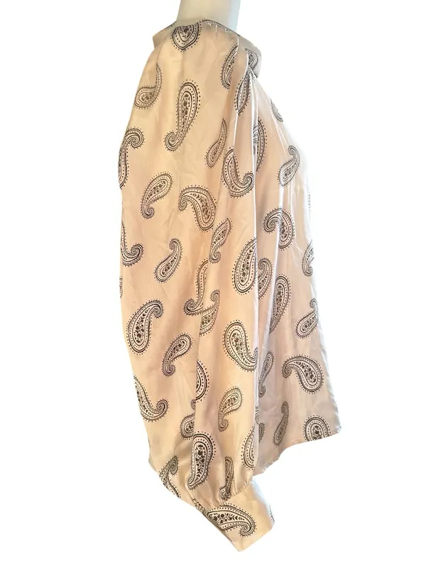 Ann Taylor Cream Paisley Button-Down Blouse Top M - Image 3