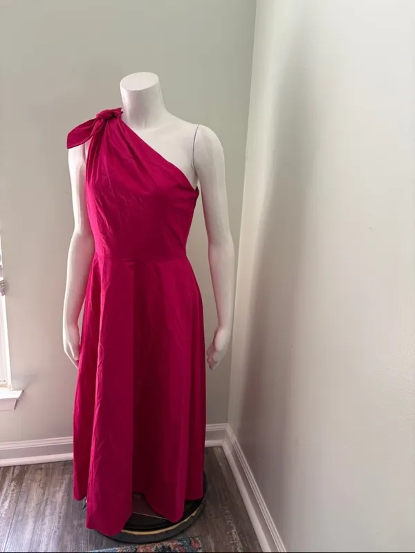 Kate Spade Poplin One-shoulder Sabrina Dress Color Rosa Plum Size 6 NEW - Image 6