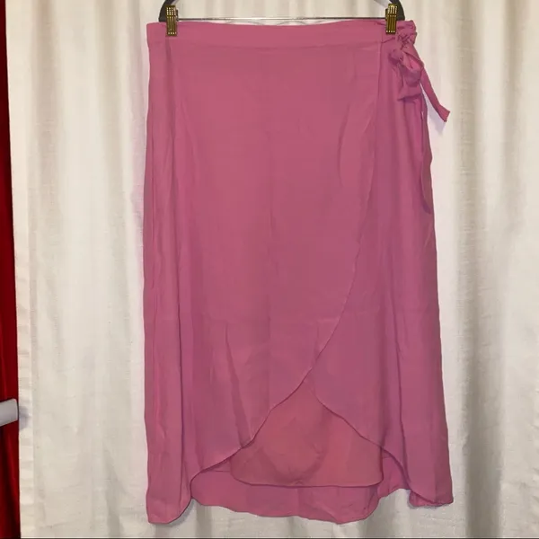 American Eagle Outfitters Midi Tie-Up Pink Wrap Skirt 🆕 XL - Image 14