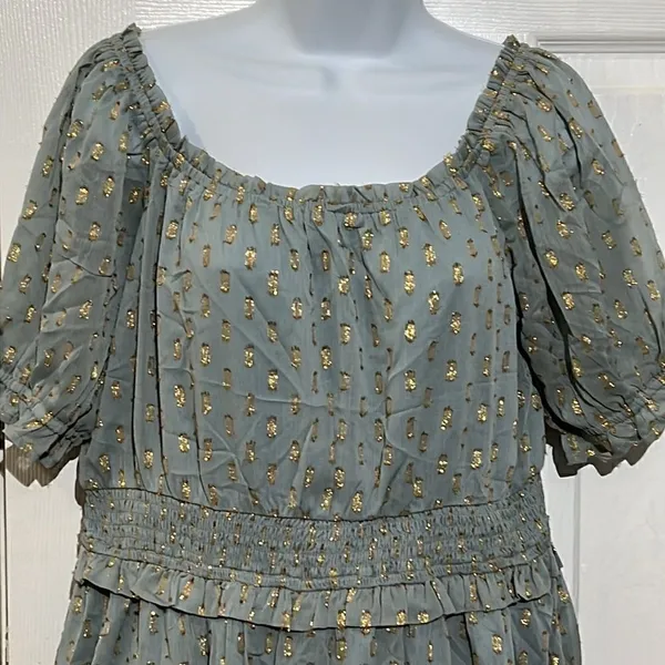 NWT Lulu’s Touch of Glam Dusty‎ Blue Dotted Off-the-Shoulder Mini Dress size L - Image 7