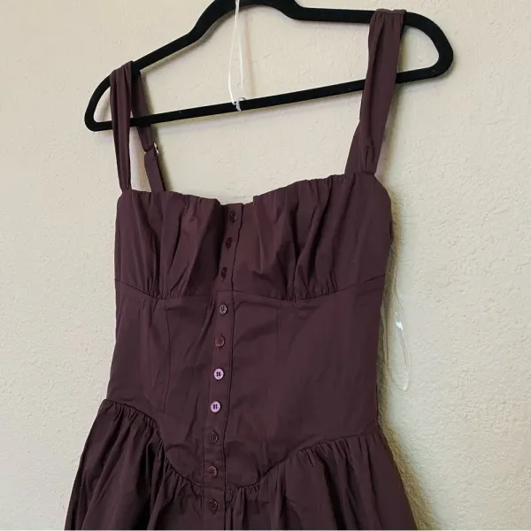 HOUSE OF CB 'Tatiana' Rich Brown Midi Sundress strappy corset back NWOT size XS - Image 6