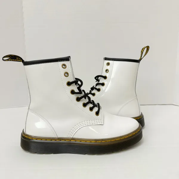 Dr. Martens White Patent Leather Combat Style Boots Size 6 - Image 4