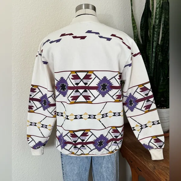 Vintage Aztec‎ sweatshirt 1992 Art Unlimited Southwest – Made in USA medium - Image 5