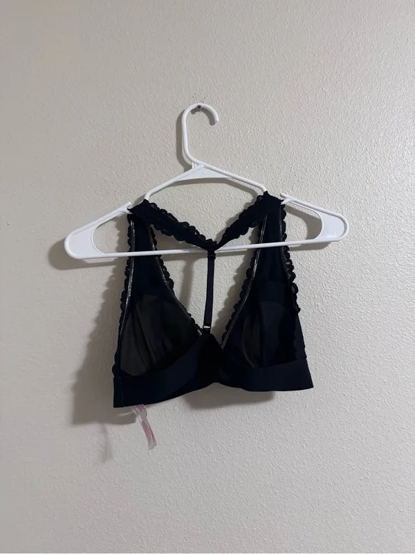 PINK Victoria's Secret Black Lace Racerback Bralette - Image 3