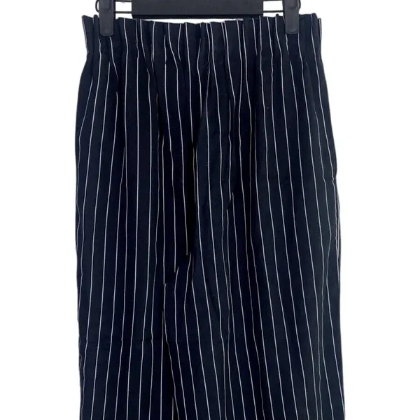 Zara Striped Wide Leg Crop Paperbag Trousers Elastic Waist Pockets S Black White - Image 6
