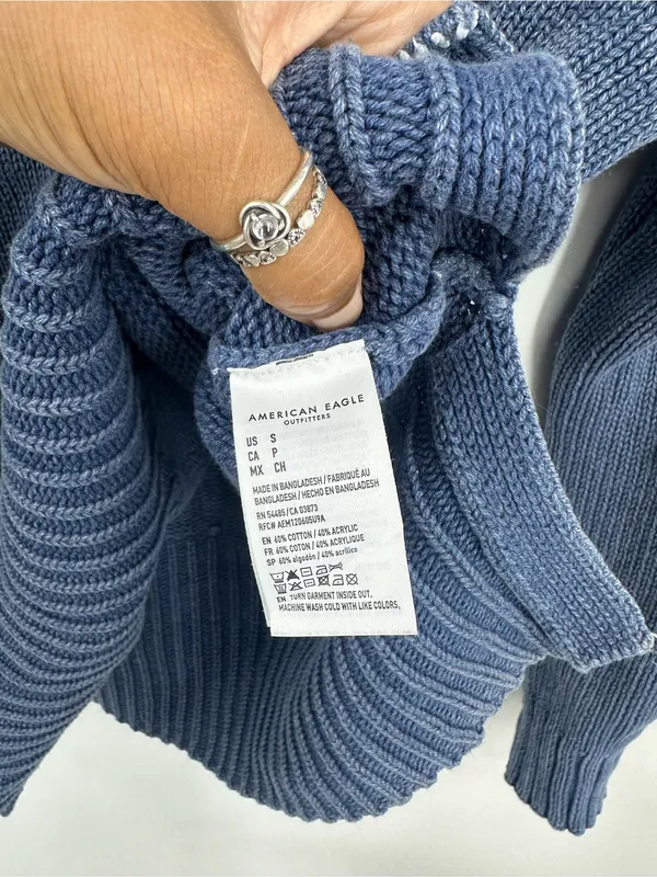 American Eagle Blue Knit Sweater Size Small Boho - Image 5