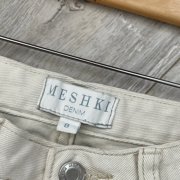 Meshki Flare High Waist Bootcut Denim Jeans White (size 8) minimalist casual - Image 3