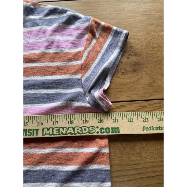 Madewell Medium T Shirt Striped Crop Top Soft V Neck Cap Sleeve Boho Boxy Hippie - Image 5