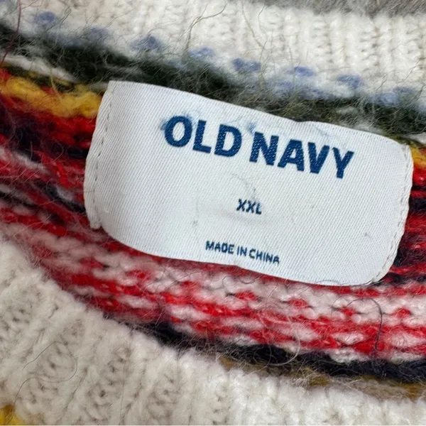 Old Navy Fair Isle Chunky Knit Sweater & Scarf White Multicolor‎ XXL - Image 13