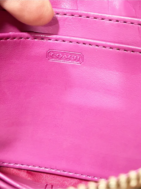 Coach Signature Zippy Wallet 48691B in Khaki/Fuchsia - Image 4