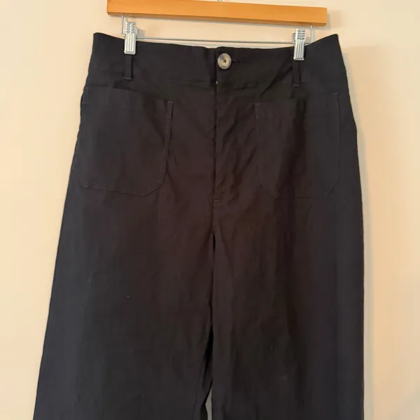 Maeve Anthropologie The Colette Wide Leg Crop Pants Black High Rise Womens Sz 32 - Image 3