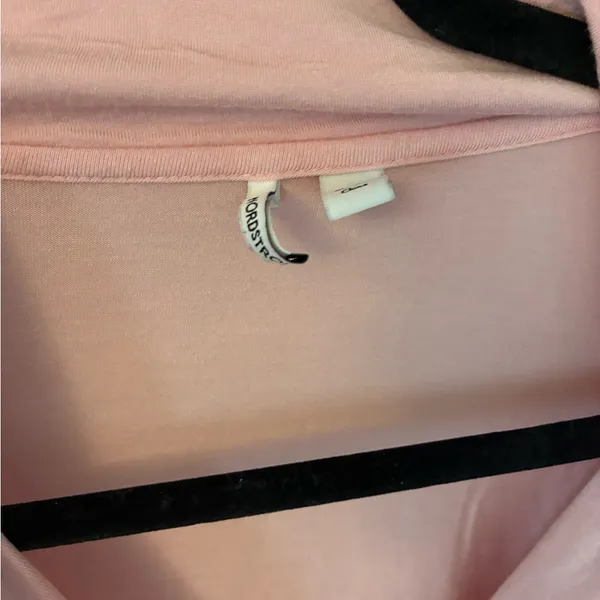 Nordstrom pink long sleeve button up nightgown with red trim #loungewear #cozy - Image 3