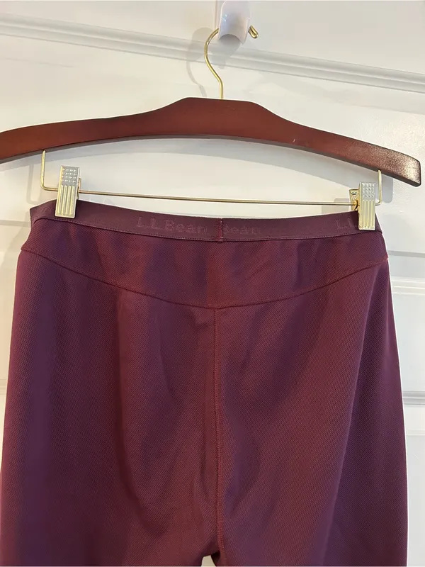 LL Bean Mid Weight Thermal Leggings Burgundy Size M - Image 8