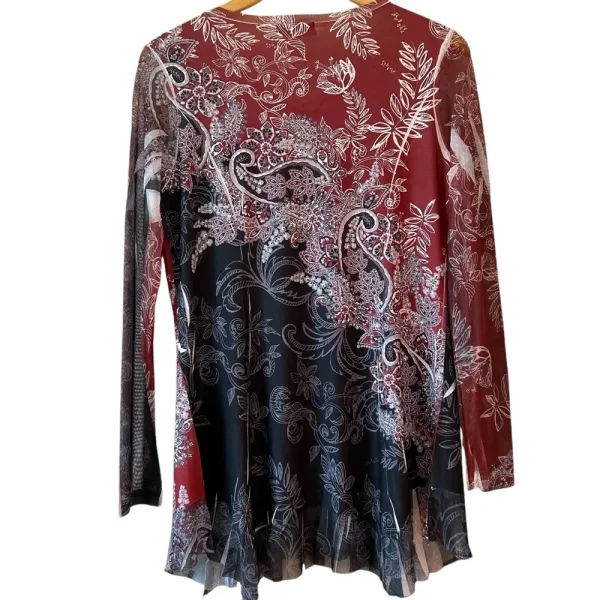 Vintage Y2K‎ Women’s Paisley Mesh Goth Romantic Grunge Rhinestone Sheer Torn Raw - Image 3