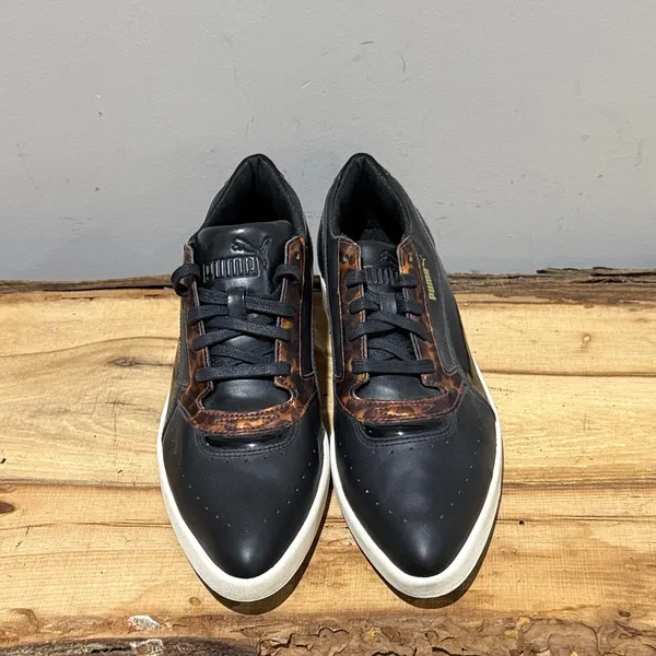 *NEW* Puma Pointy Creepers Patent Black and Tortoise Lace Up Size 10 A43‎ - Image 4