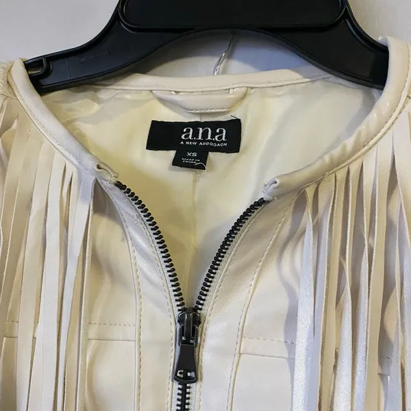 a.n.a Cream Fringe Leather Jacket - Image 5