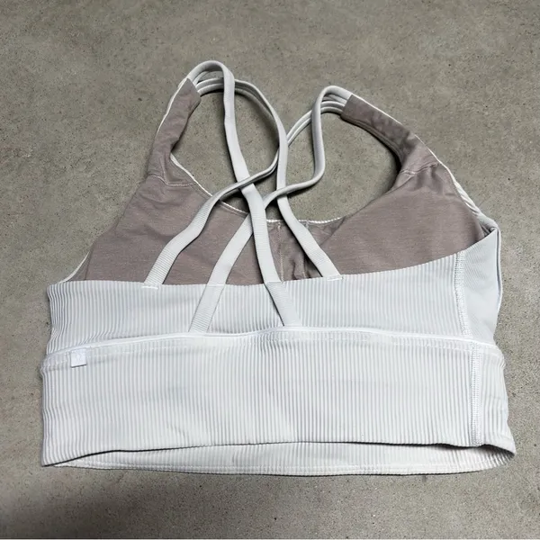 Lululemon Energy Sports Bra Long Line Texture Ribbed Padded White Size 6 - Image 4