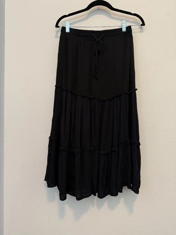 Black Maxi Peasant Tiered Skirt  - Image 4