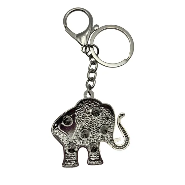 Elephant Keychain OS Silver Rhinestone Crystal Charm Accessory Bag Tag Bling New - Image 4