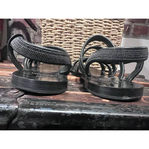 Brunello Cucinelli - Embellished Black Leather sandals Quiet Luxury Old Money - Image 7