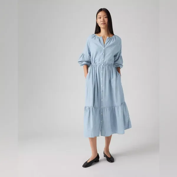 NWT Levi's® Women's Jolene Maxi Dress Light Blue Honestly Happy XXL - Image 2