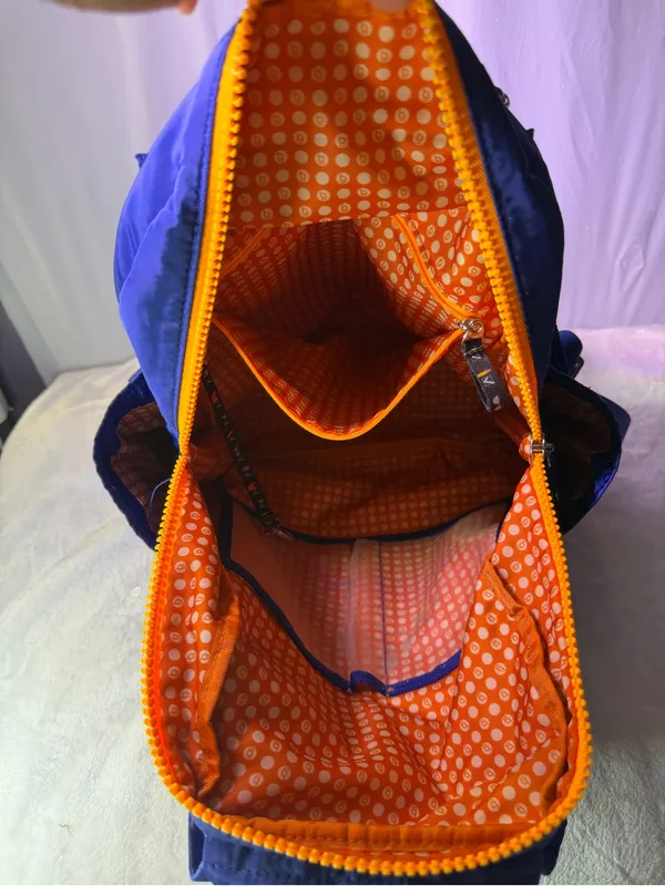 Baggallini Royal Blue Nylon Drawstring Backpack with Yellow Accent - Image 15