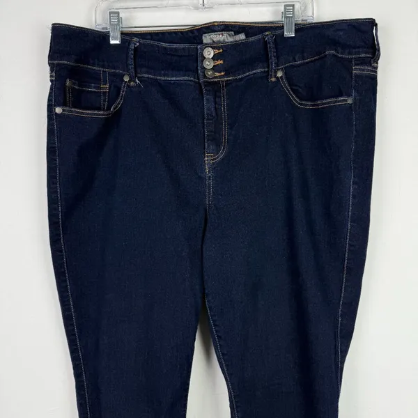 Super Soft Jegging Jeans Dark Wash Hi-Rise Plus Size 22S 22 SHORT EUC - Image 2
