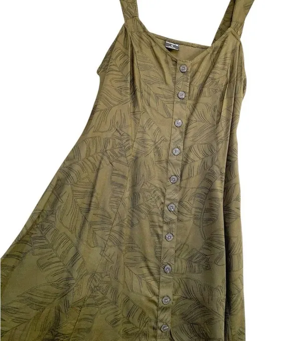 Hurley Green and Black Sleeveless Sundress Tropical Leaves - Image 3