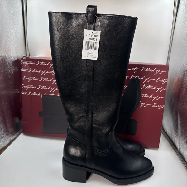 Kensie Naya B Women’s Black Knee High Boots Size 8.5 Side Zip Block Heel NWT - Image 2