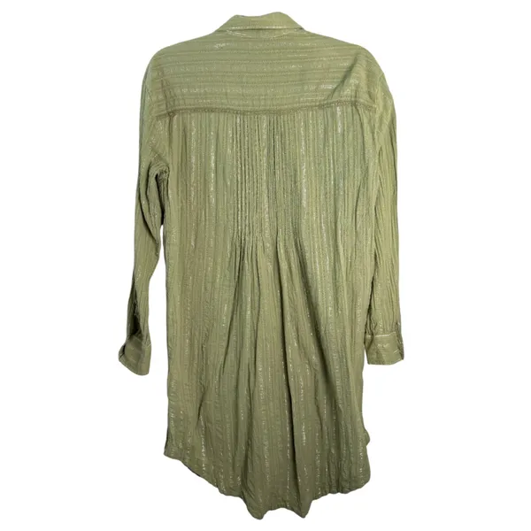 By Anthropologie Olive Green Silver Details Oversized Mini Dress Tunic Small - Image 6