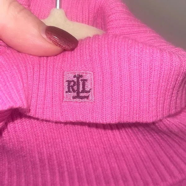✨Ralph Lauren Pink Striped Ribbed Turtleneck Sz Medium Sweater✨ - Image 5