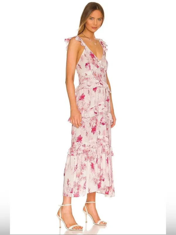 MISA Los Angeles x REVOLVE Morrison Floral Ruffle Midi Dress Women’s Small EUC - Image 4