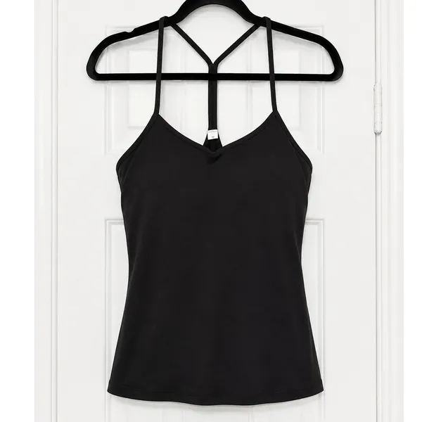 Lululemon Black Strappy Back Yoga Athletic Tank Top Built In Shelf Bra Size 10 - Image 2