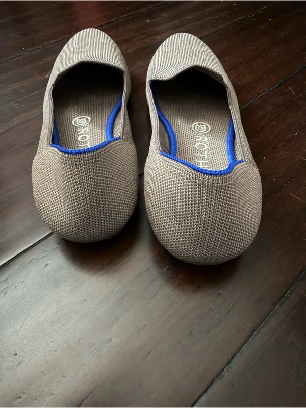 Rothy’s The Loafer Womens US 7.5 Mocha (w Blue Halo Trim) Flats Slip On Shoes - Image 3