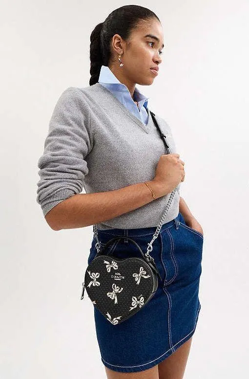 Heart Crossbody Bag With Bow Print - Image 9
