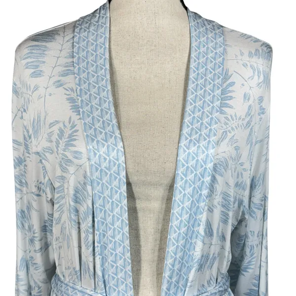 Hale Bob Medium Palm Robe Mid-Length Bamboo Stretch Belted Organic Long Sleeve - Image 2