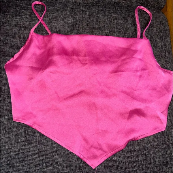 Sincerely Jules Fuchsia Satin Crop top - Image 2