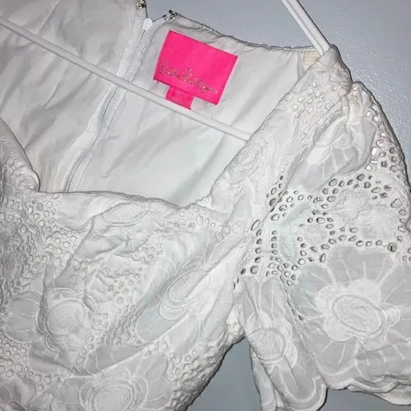 Lilly Pulitzer Bonnie Dress Resort White Jumbo Bonquet Eyelet Sz 2 Bridal #500 - Image 7