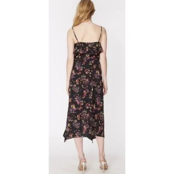 Veronica Beard Monica Silk midi dress Black Multi Floral Size 8/10 Sundress - Image 10