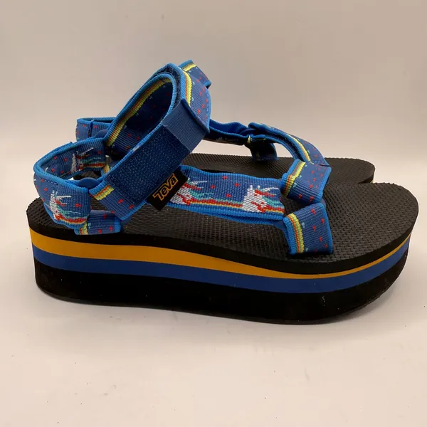 Teva Flatform Universal Blue Unicorn Print Platform Sandals 1008844 Womens 5 - Image 2