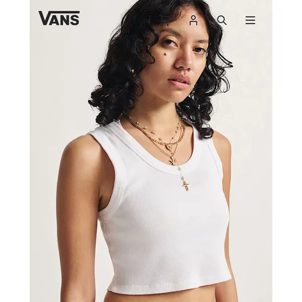 Vans Drew Ribbed Crop Tank Top Womens XL White Sleeveless Casual NEW - Image 10
