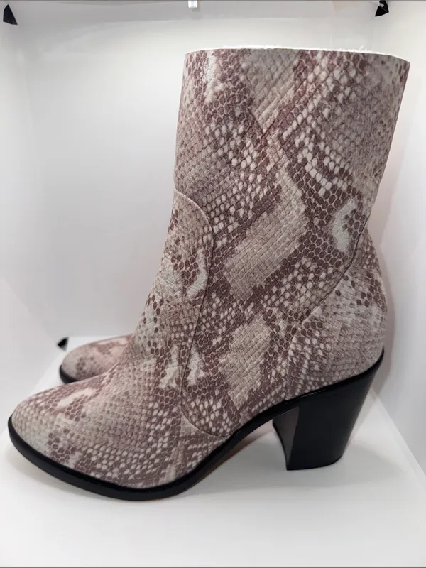 Dolce Vita Samie Leather Boots Bootie w Embossed Snake Print Women’s 9.5 - Image 2